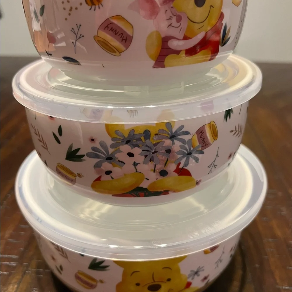 Disney Winnie the Pooh Honey Pot Flowers Bowls with Pressure Release Lids
